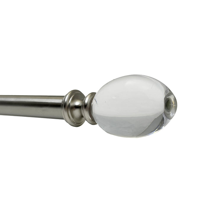 Versailles - Ensemble de Tringle à Rideau Crystale Egg Finial, Longueur Ajustable, Argenté (2 Grandeurs Disponibles) - Simple Boutique