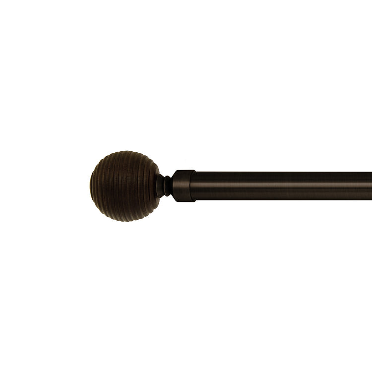 Versailles - Ensemble de Tringle à Rideau Vivendi Ribbed Ball, Longueur Ajustable, Brun (2 Grandeurs Disponibles) - Simple Boutique