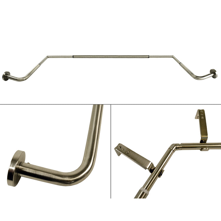 Versailles - Ensemble de Tringle à Rideau pour Baie Vitrée Oriel, 43" à 78", Argenté - Simple Boutique