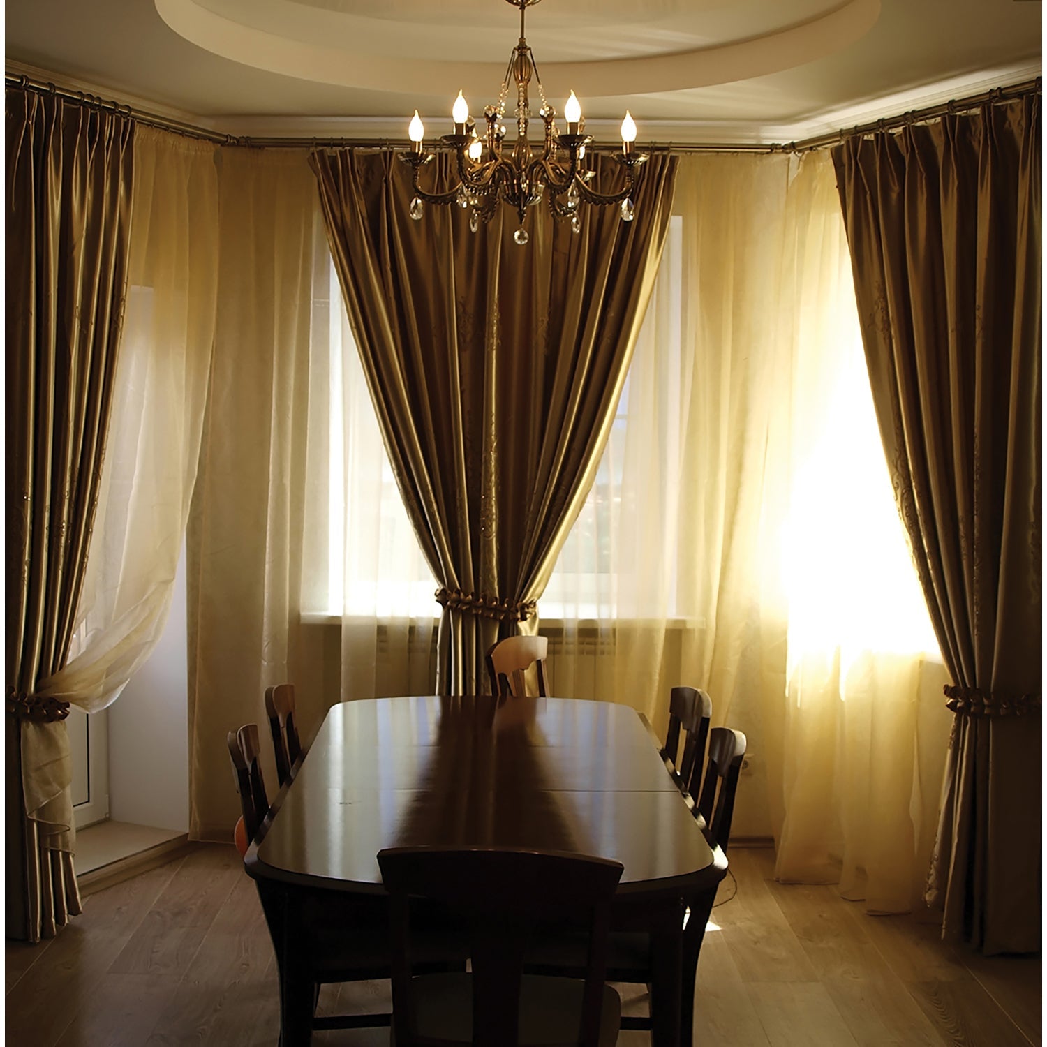 Versailles - Ensemble de Tringle à Rideau pour Baie Vitrée Oriel, 43" à 78", Argenté - Simple Boutique