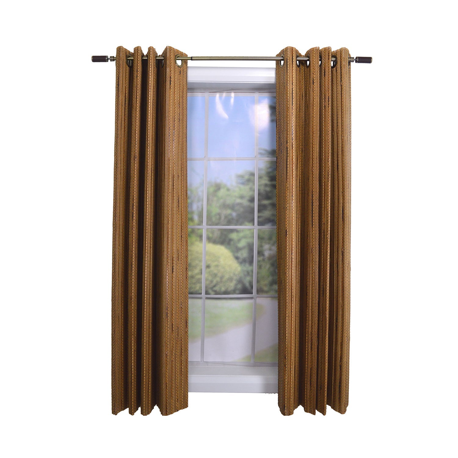 Versailles - Panneau de Rideau en Bambou Grommet Top, Oeillets en Laiton, 42" x 63", Brun Miel - Simple Boutique