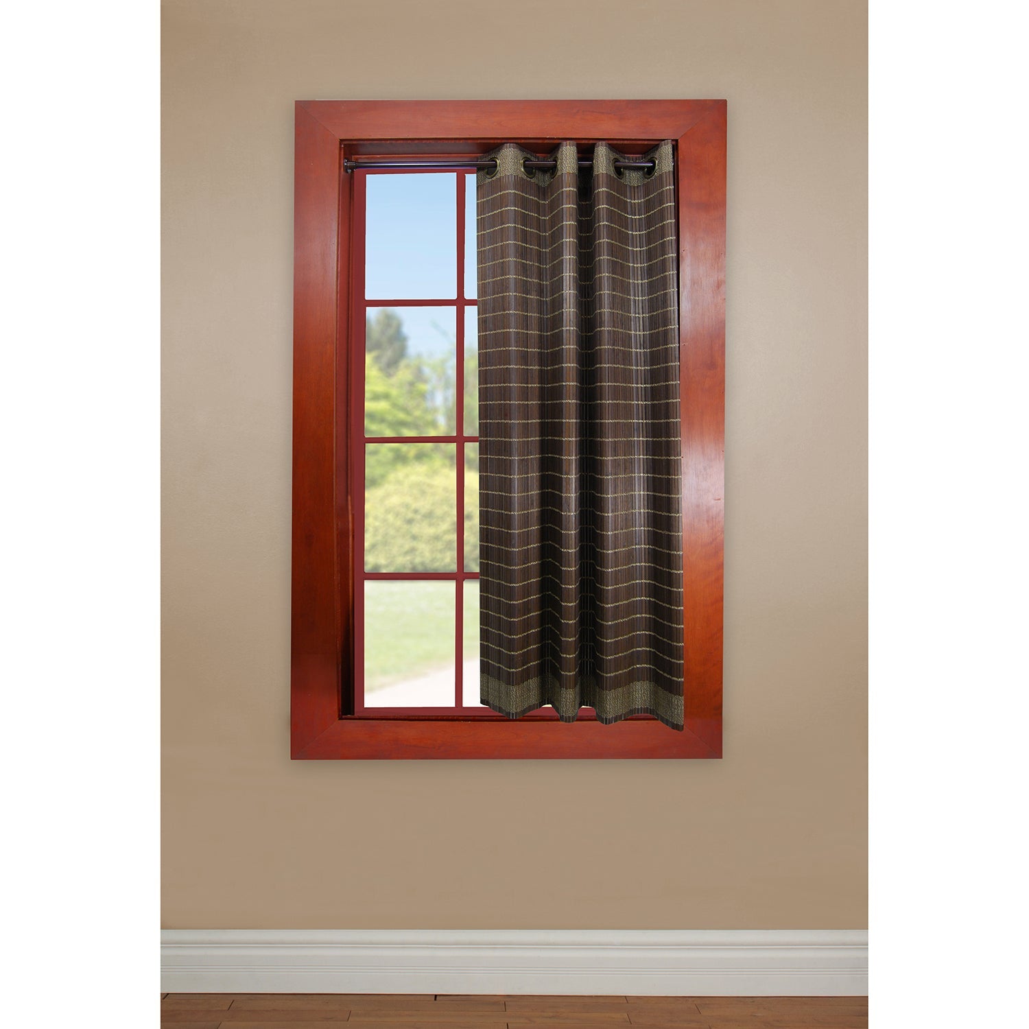 Versailles - Panneau de Rideau en Bambou Grommet Top, Oeillets en Laiton, 42" x 63", Noyer - Simple Boutique