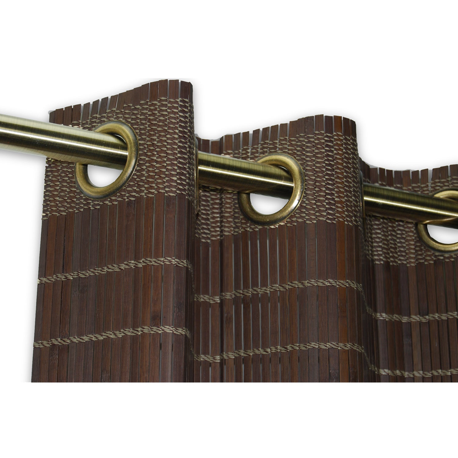 Versailles - Panneau de Rideau en Bambou Grommet Top, Oeillets en Laiton, 42" x 63", Noyer - Simple Boutique