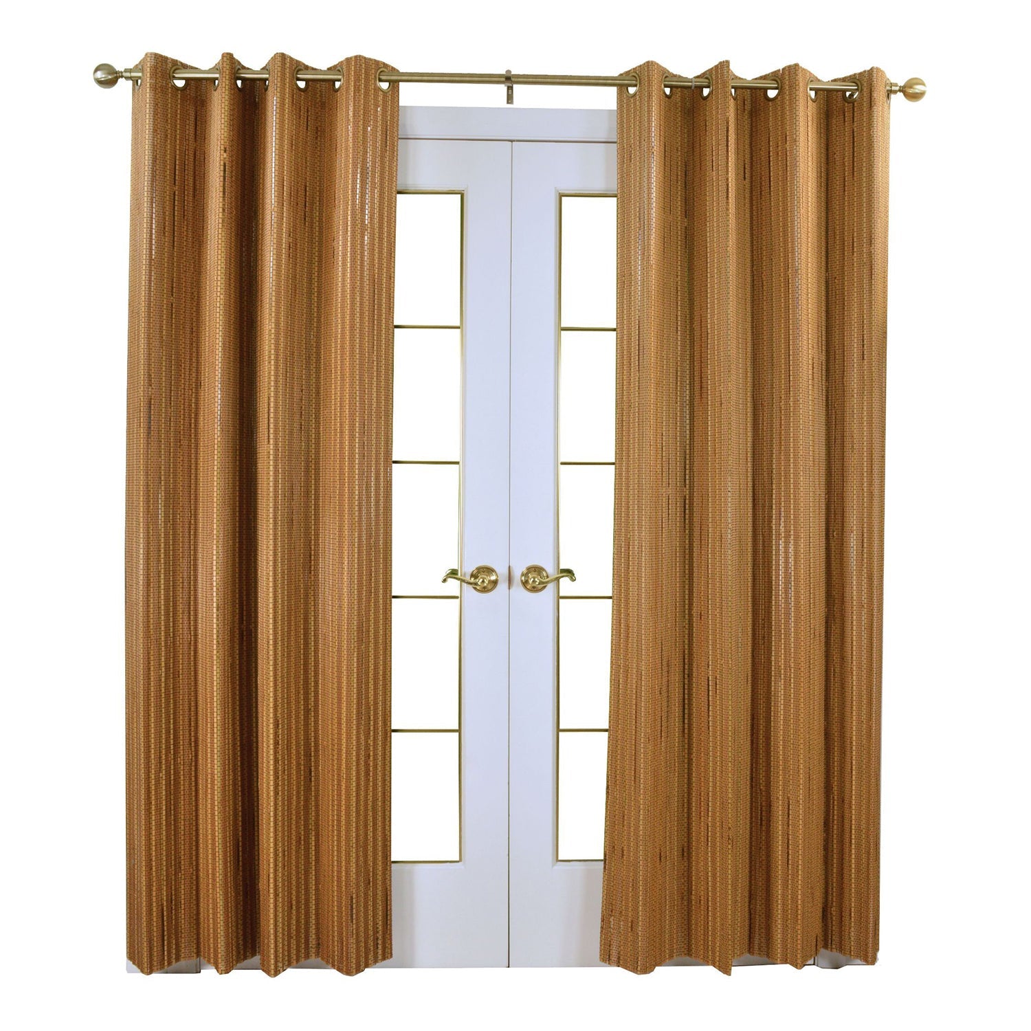 Versailles - Panneau de Rideau en Bambou Grommet Top, Oeillets en Laiton, 48" x 84", Brun Miel - Simple Boutique