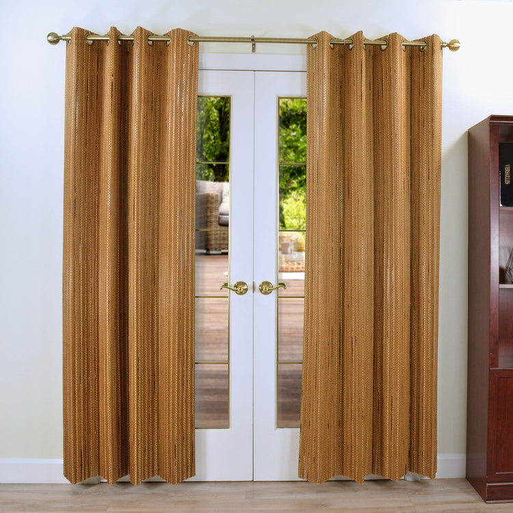 Versailles - Panneau de Rideau en Bambou Grommet Top, Oeillets en Laiton, 48" x 84", Brun Miel - Simple Boutique