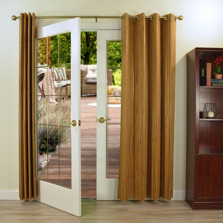 Versailles - Panneau de Rideau en Bambou Grommet Top, Oeillets en Laiton, 48" x 84", Brun Miel - Simple Boutique