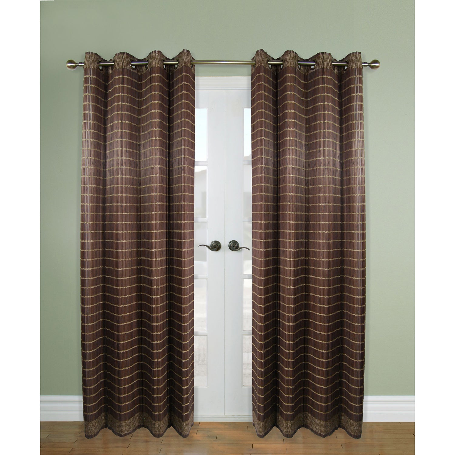 Versailles - Panneau de Rideau en Bambou Grommet Top, Oeillets en Laiton, 48" x 84", Noyer - Simple Boutique