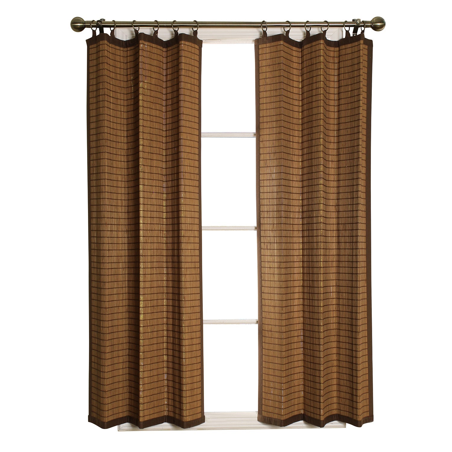 Versailles - Panneau de Rideau en Bambou Ring Top, Oeillets en Laiton, 40" x 63", Brun - Simple Boutique