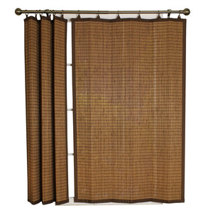 Versailles - Panneau de Rideau en Bambou Ring Top, Oeillets en Laiton, 40" x 63", Brun - Simple Boutique