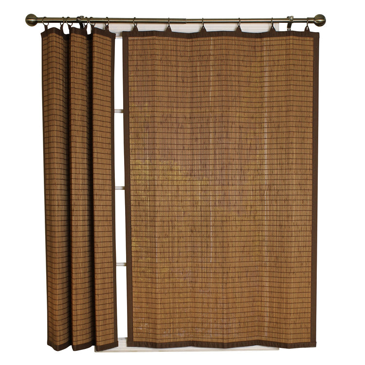 Versailles - Panneau de Rideau en Bambou Ring Top, Oeillets en Laiton, 40" x 63", Brun - Simple Boutique