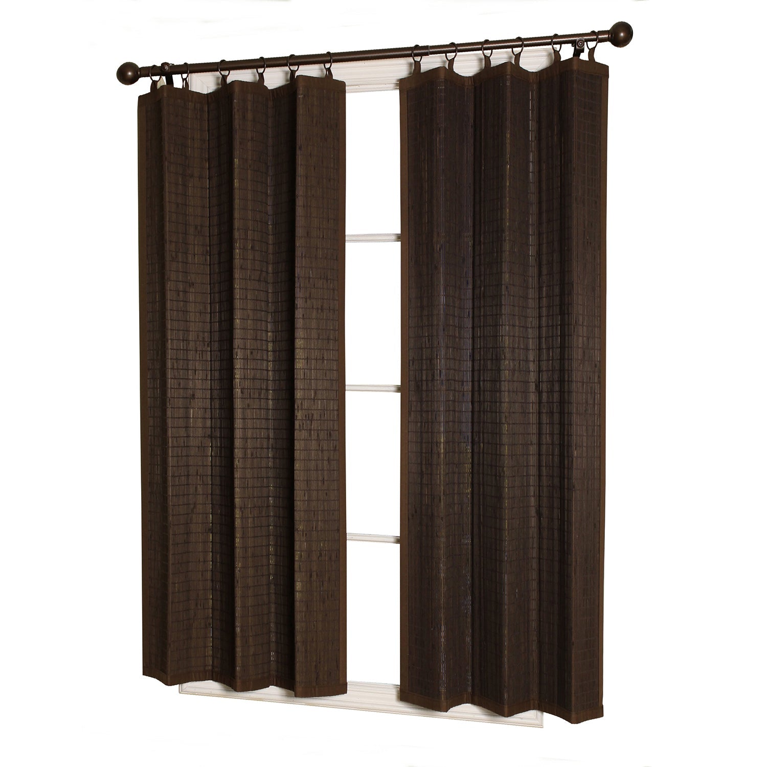 Versailles - Panneau de Rideau en Bambou Ring Top, Oeillets en Laiton, 40" x 63", Espresso - Simple Boutique