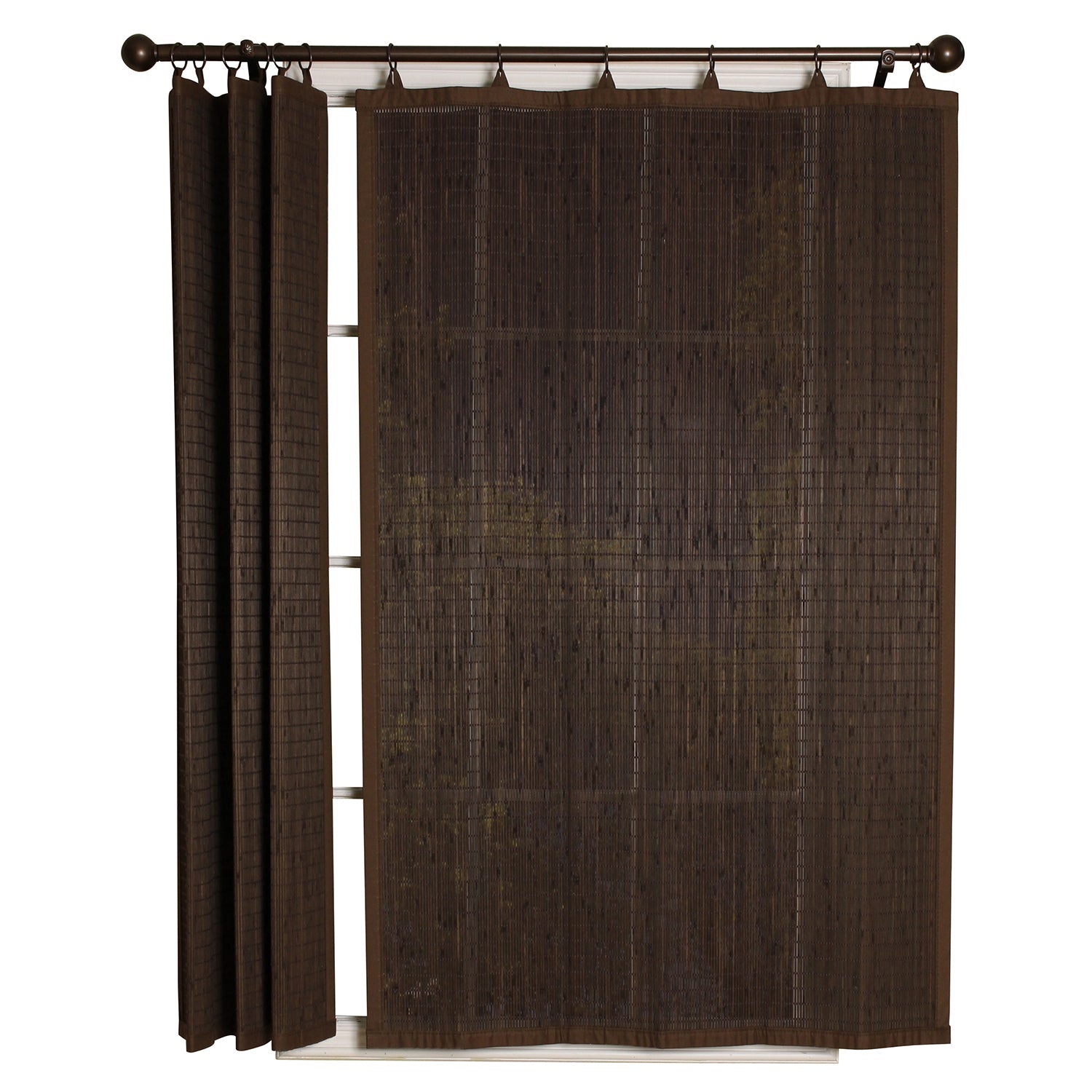 Versailles - Panneau de Rideau en Bambou Ring Top, Oeillets en Laiton, 40" x 63", Espresso - Simple Boutique