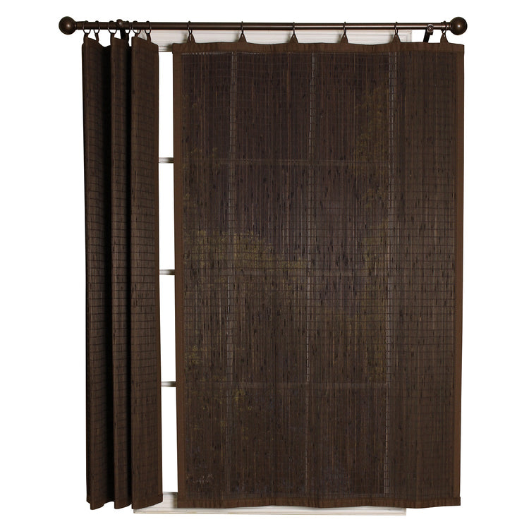 Versailles - Panneau de Rideau en Bambou Ring Top, Oeillets en Laiton, 40" x 63", Espresso - Simple Boutique