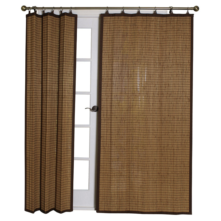 Versailles - Panneau de Rideau en Bambou Ring Top, Oeillets en Laiton, 40" x 84", Brun - Simple Boutique