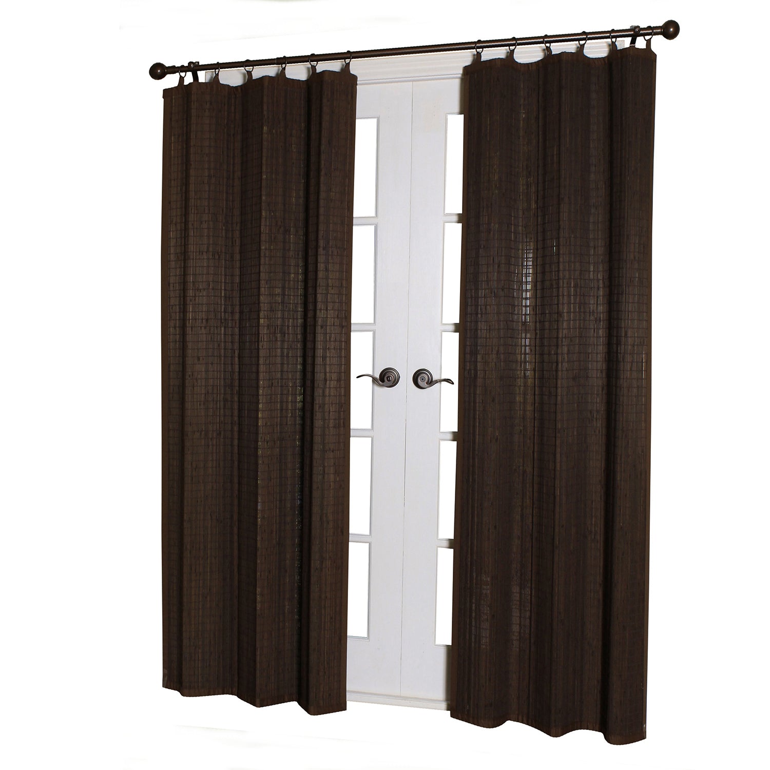 Versailles - Panneau de Rideau en Bambou Ring Top, Oeillets en Laiton, 40" x 84", Espresso - Simple Boutique