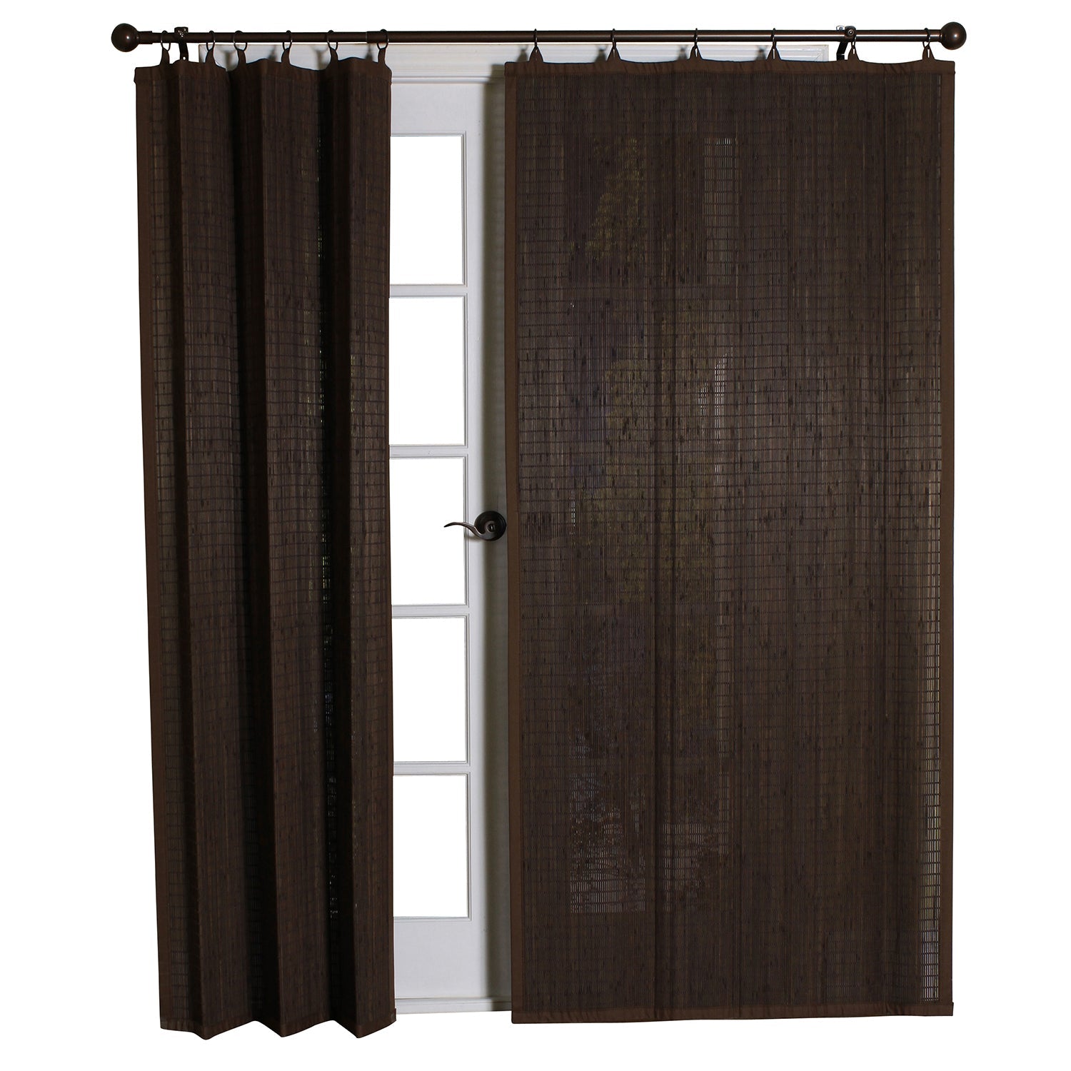 Versailles - Panneau de Rideau en Bambou Ring Top, Oeillets en Laiton, 40" x 84", Espresso - Simple Boutique