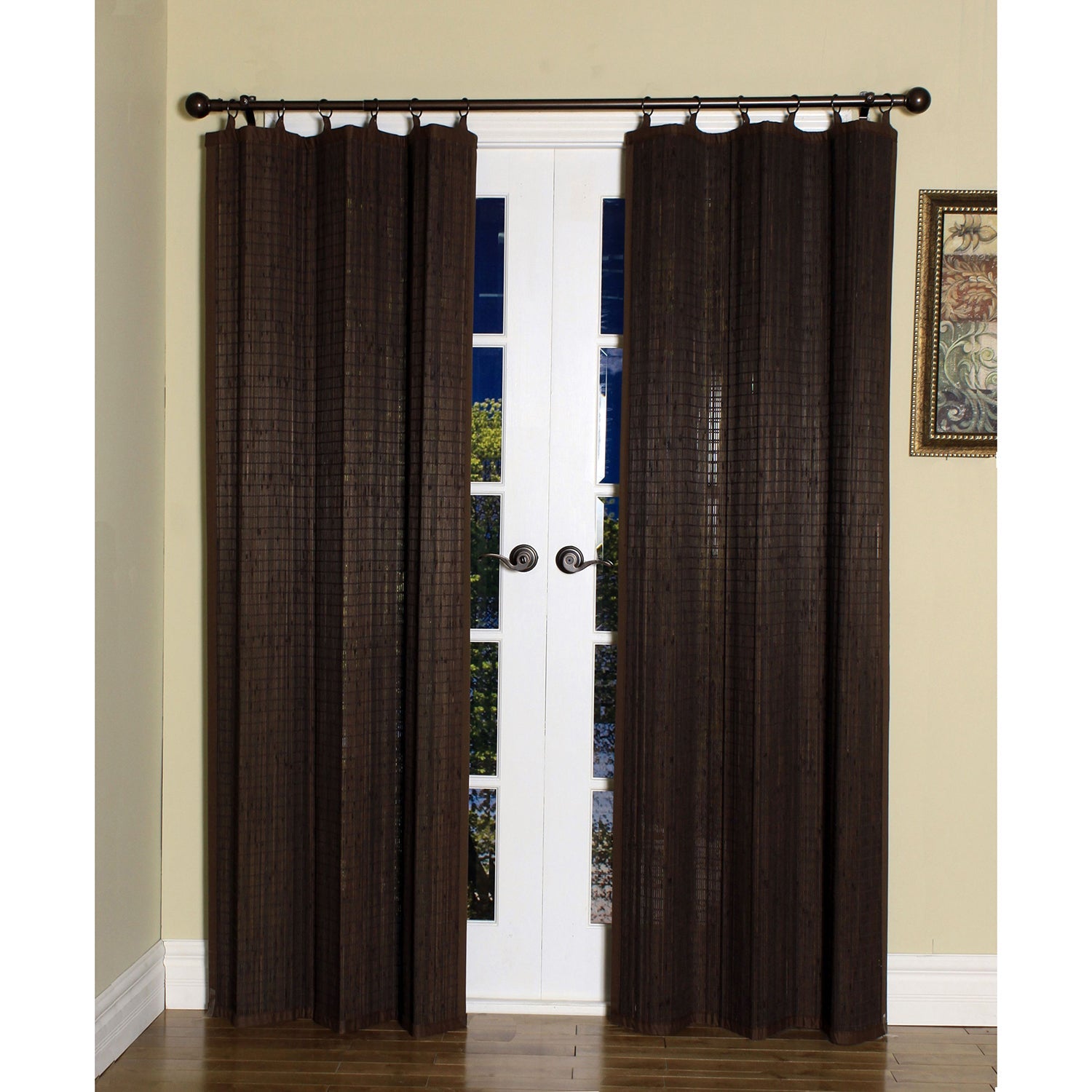Versailles - Panneau de Rideau en Bambou Ring Top, Oeillets en Laiton, 40" x 84", Espresso - Simple Boutique