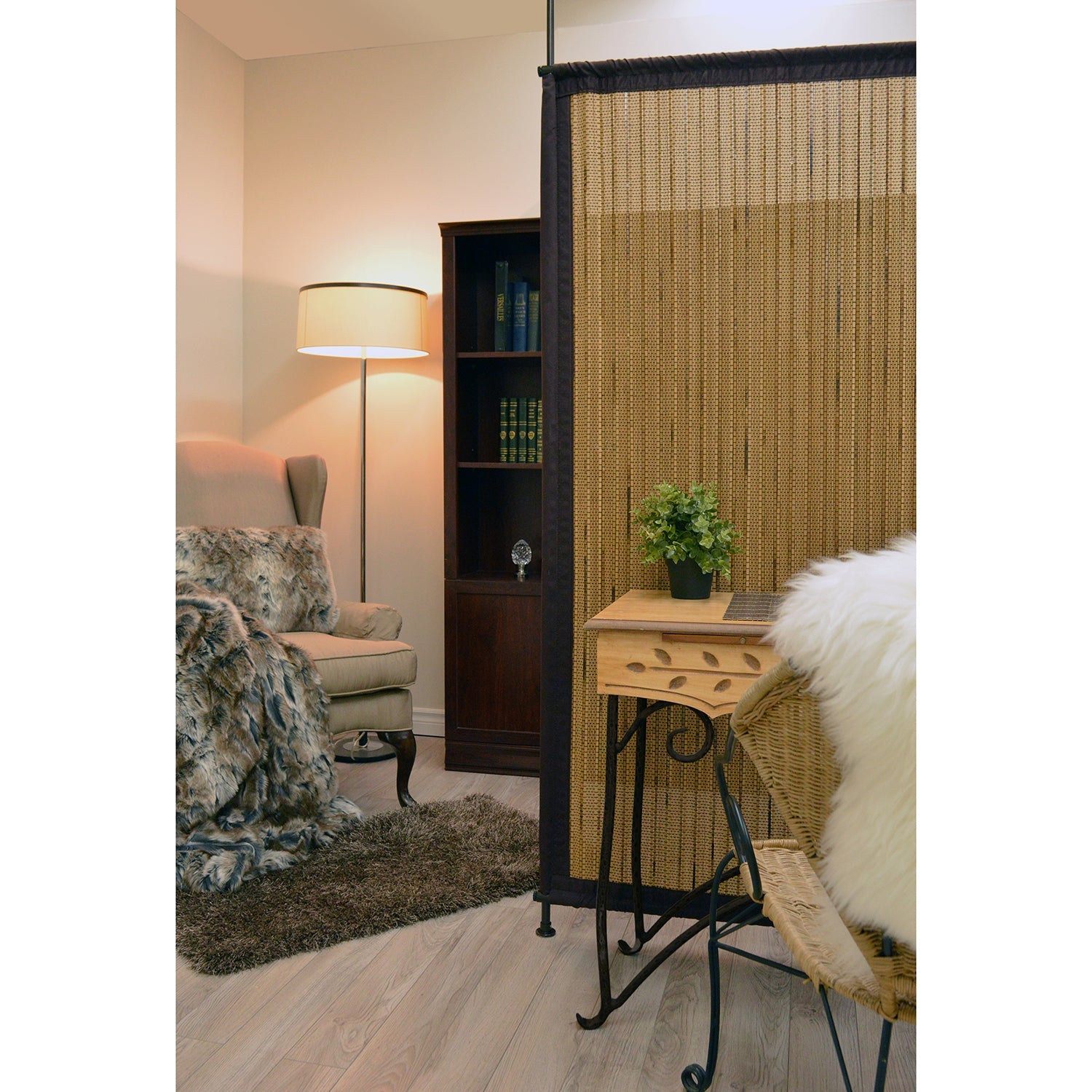Versailles - Panneau d'intimité en Bambou, 38" x 68", Hauteur ajustable, Brun Miel - Simple Boutique