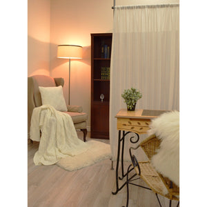 Versailles - Panneau d'intimité en Simili-Lin, 42" x 72", Hauteur Ajustable, Blanc Cassé - Simple Boutique