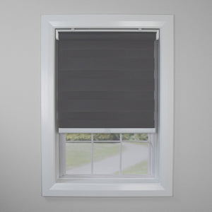 Versailles - Store de Fenêtre à Toile Alternée Sans Cordon Slimline, 24" x 72", Charbon - Simple Boutique