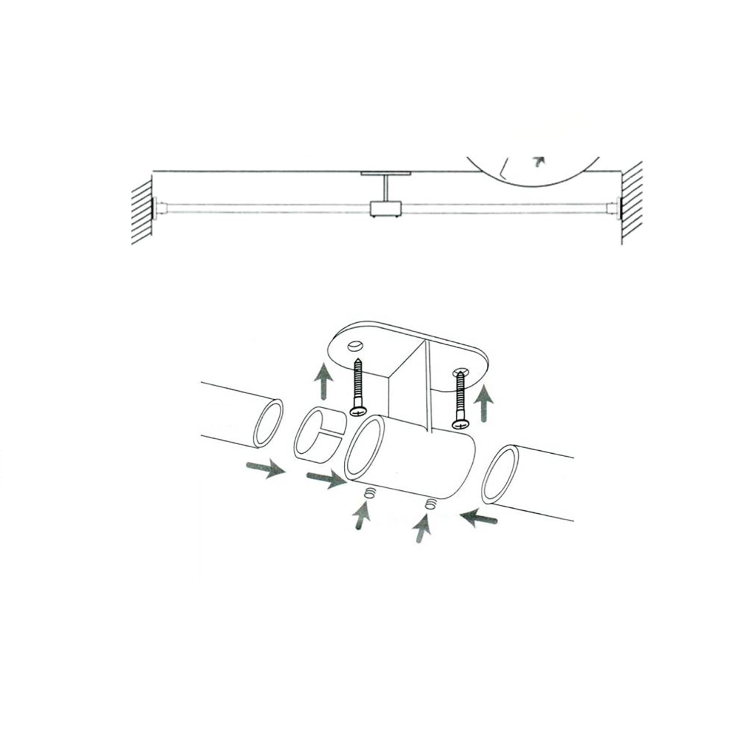 Versailles - Support de plafond pour Tringle à Rideau à Tension DUO, Interieur/Extérieur, Gris - Simple Boutique