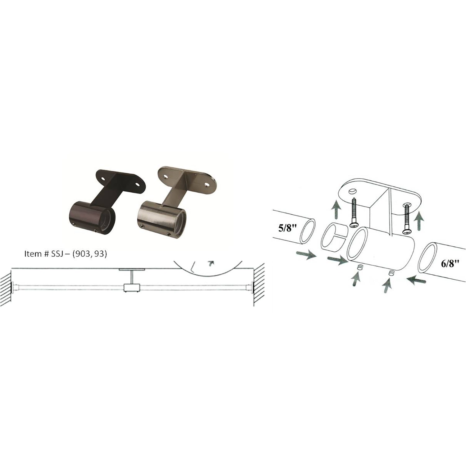 Versailles - Support de plafond pour Tringle à Rideau à Tension, Interieur/Extérieur, Argenté - Simple Boutique