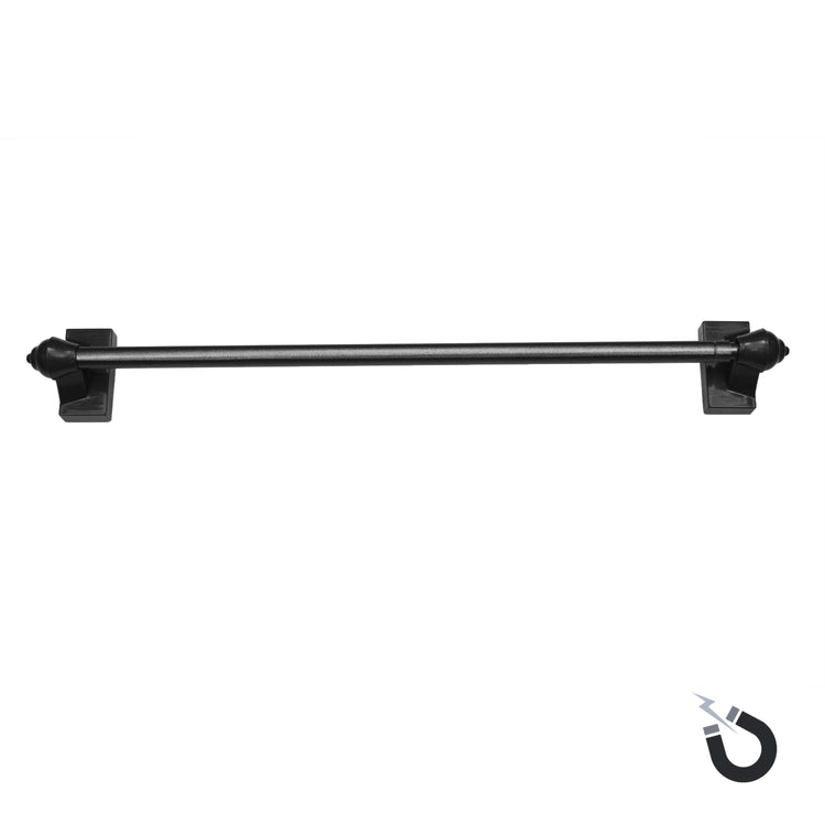 Versailles - Tringle à Rideau Magnétique, Longueur Ajustable de 15" à 28", Fixation Solide, Charbon - Simple Boutique
