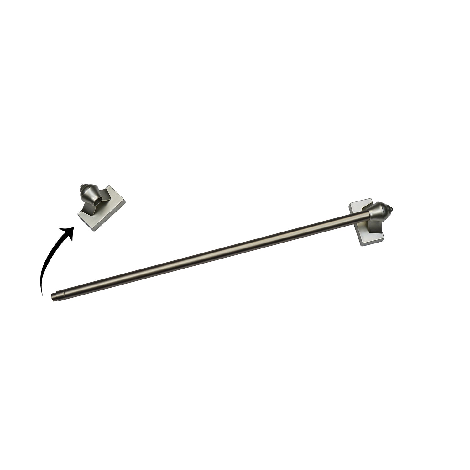 Versailles - Tringle à Rideau Magnétique, Longueur Ajustable de 15" à 28", Fixation Solide, Étain - Simple Boutique