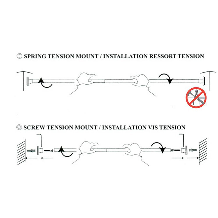 Versailles - Tringle à Tension pour Rideau en Acier Inoxydable, Intérieur/Extérieur, Longueur Ajustable, Argenté (3 Grandeurs Disponibles) - Simple Boutique