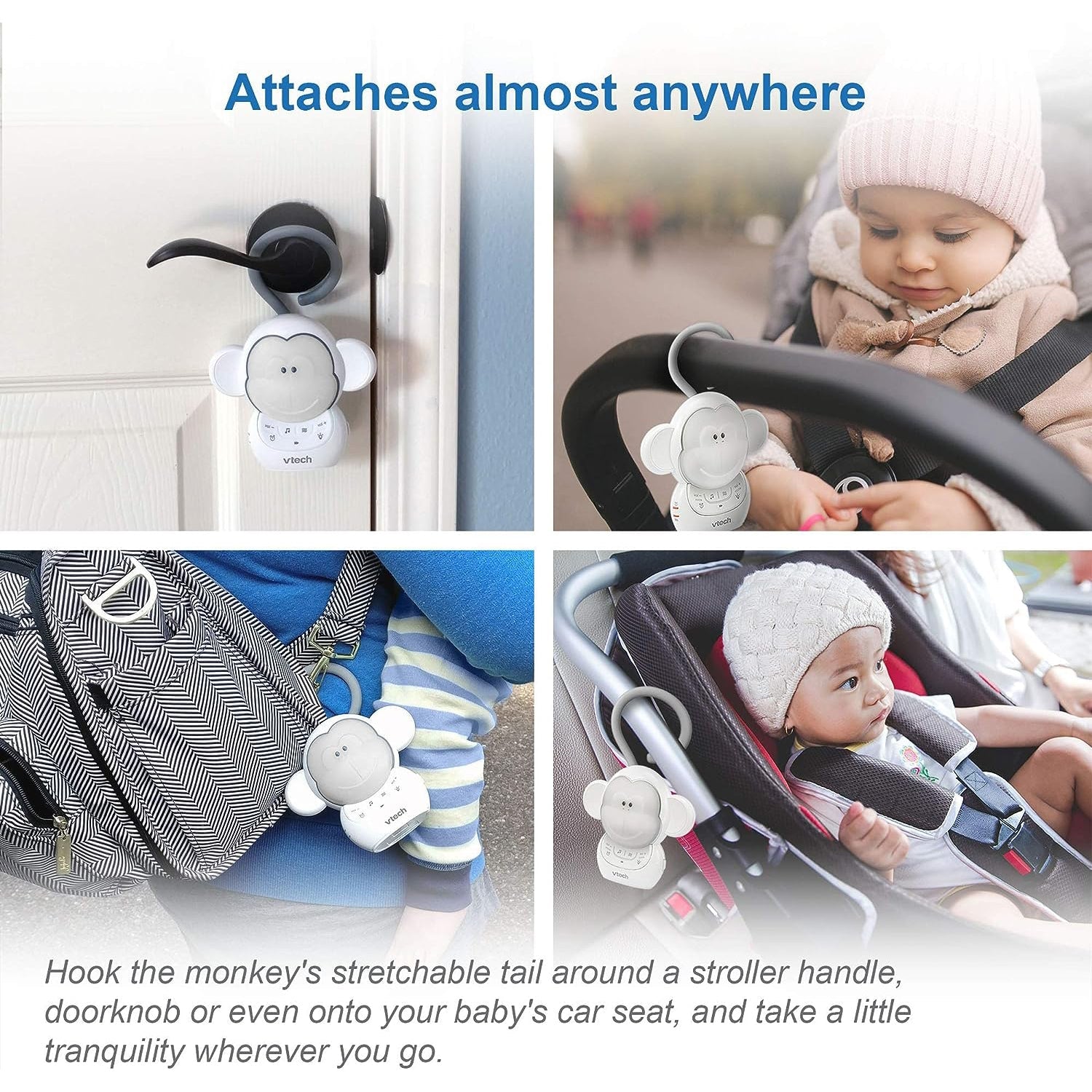 Vtech - Dispositif Sonore Apaisant Portatif pour Bébé Myla le Singe, Berceuse et Veilleuse - Simple Boutique