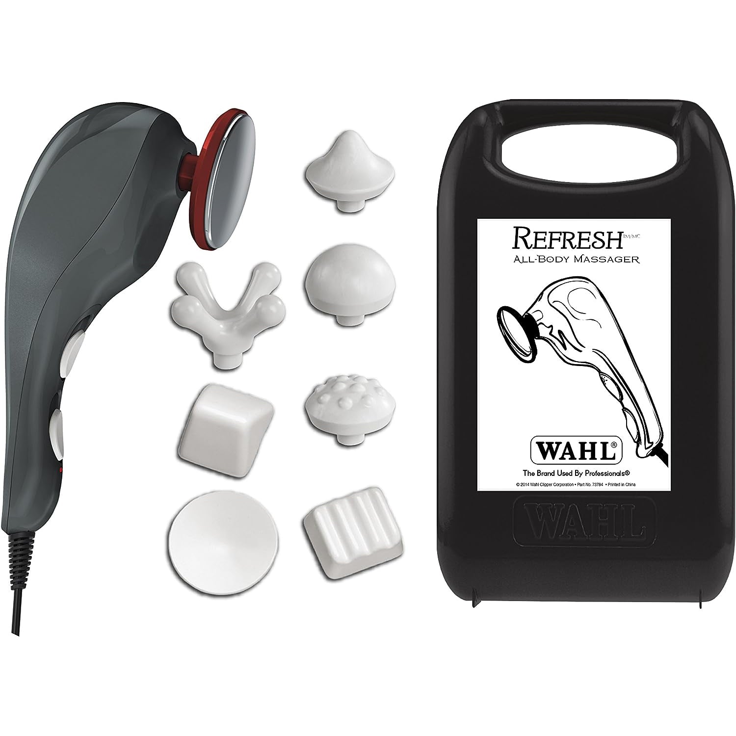 WAHL - Masseur pour le Corp Refresh, 2 Réglages de Chaleur, 2 Vitesses, 8 Acessoires, Noir - Simple Boutique