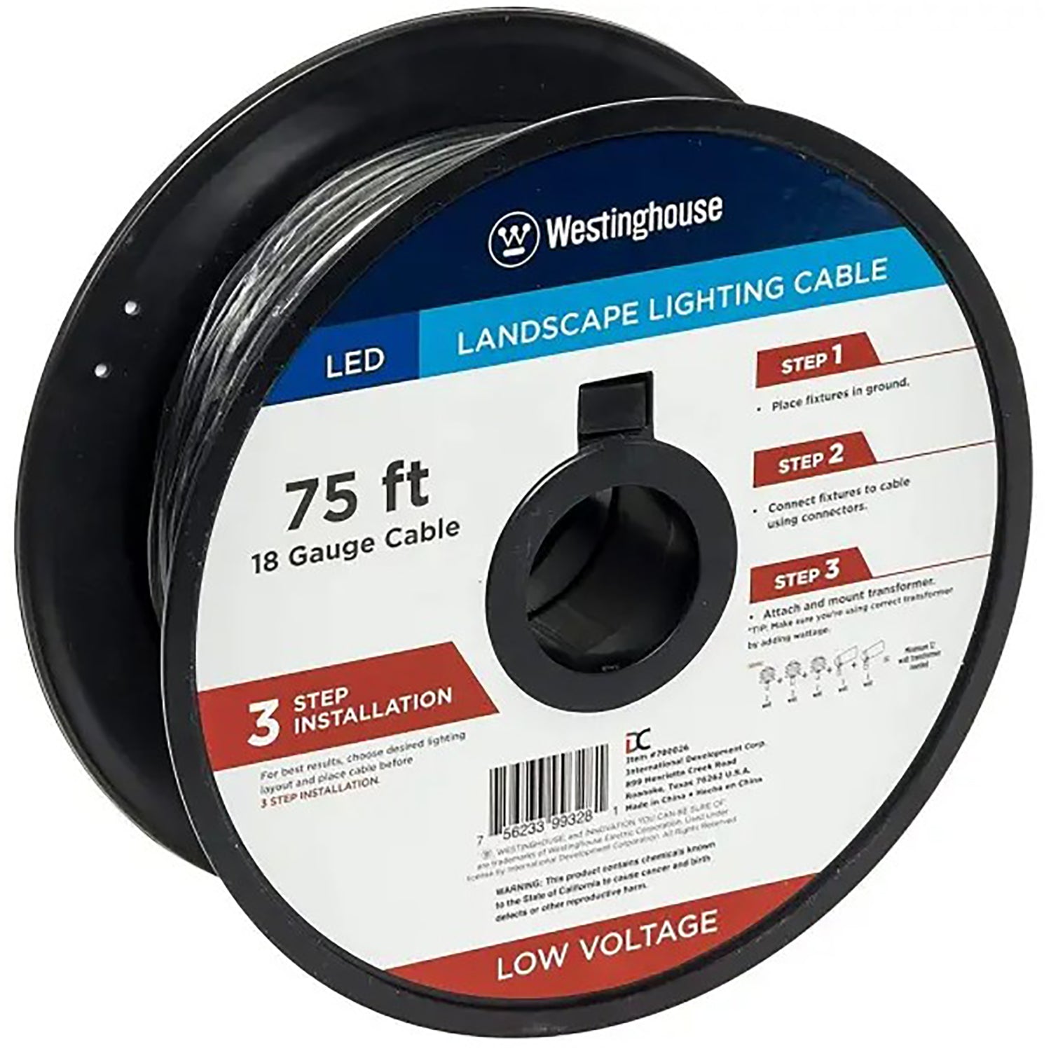 Westinghouse - Câble d'éclairage Paysager à 2 Conducteurs, 18AWG, Longueur de 75 Pieds - Simple Boutique