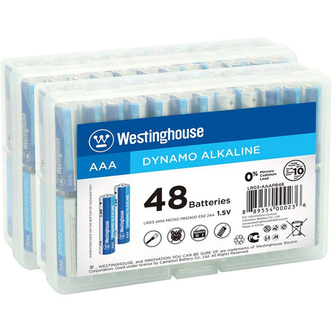 Westinghouse - Ensemble de 96 Batteries Alcalines Dynamo AAA avec Boites de Rangement