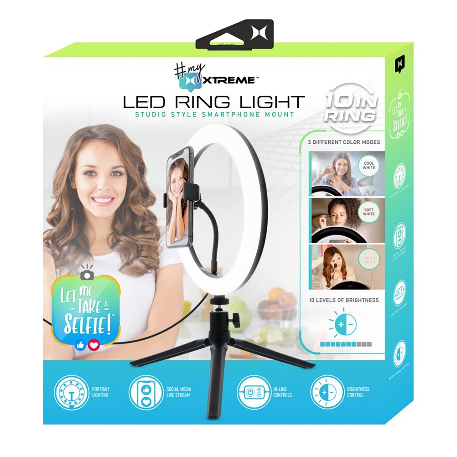 Xtreme - Anneau Lumineux LED avec Support de Téléphone Universel, 3 Modes de Couleurs - Simple Boutique
