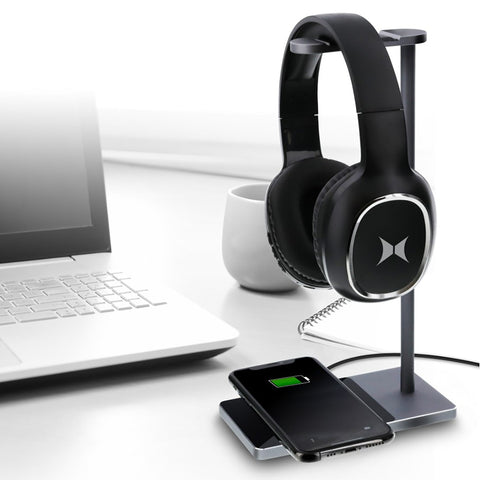 Xtreme - Support pour Casque D'écoute avec Chargeur Sans-Fil pour Téléphone Intégré, Noir