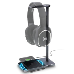 Xtreme - Support pour Casque D'écoute avec Chargeur Sans-Fil pour Téléphone Intégré, Noir - Simple Boutique