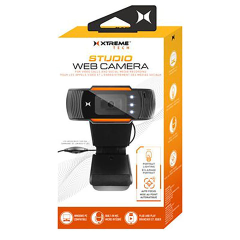 Xtreme - WebCam 480P, Support de Montage Universel, Éclairage LED Intégré, Noir