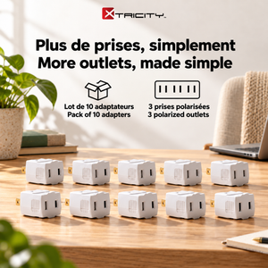 Xtricity Adaptateur mural polarisé multiprise 3 prises - Lot de 10 - Simple Boutique