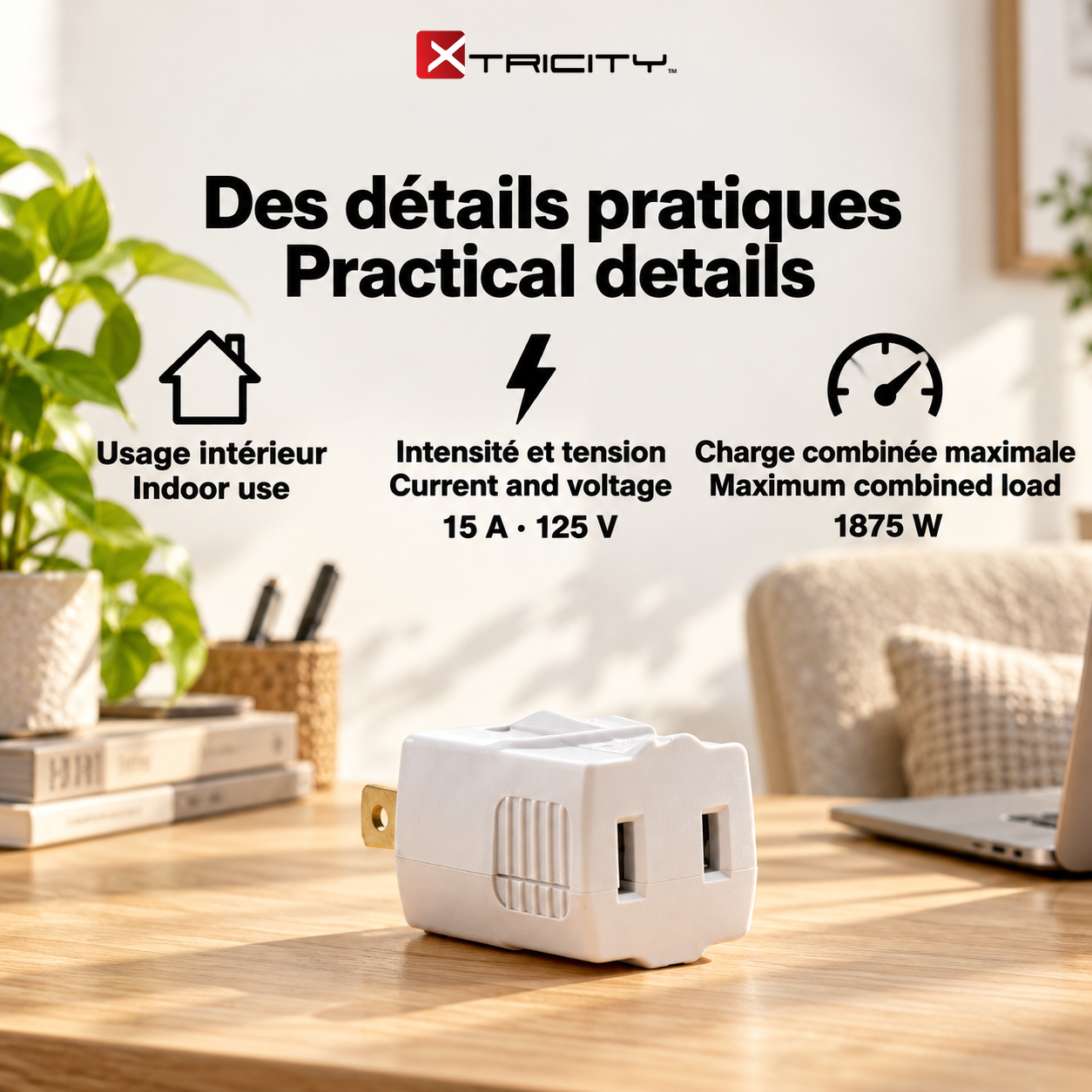 Xtricity Adaptateur mural polarisé multiprise 3 prises - Lot de 10 - Simple Boutique