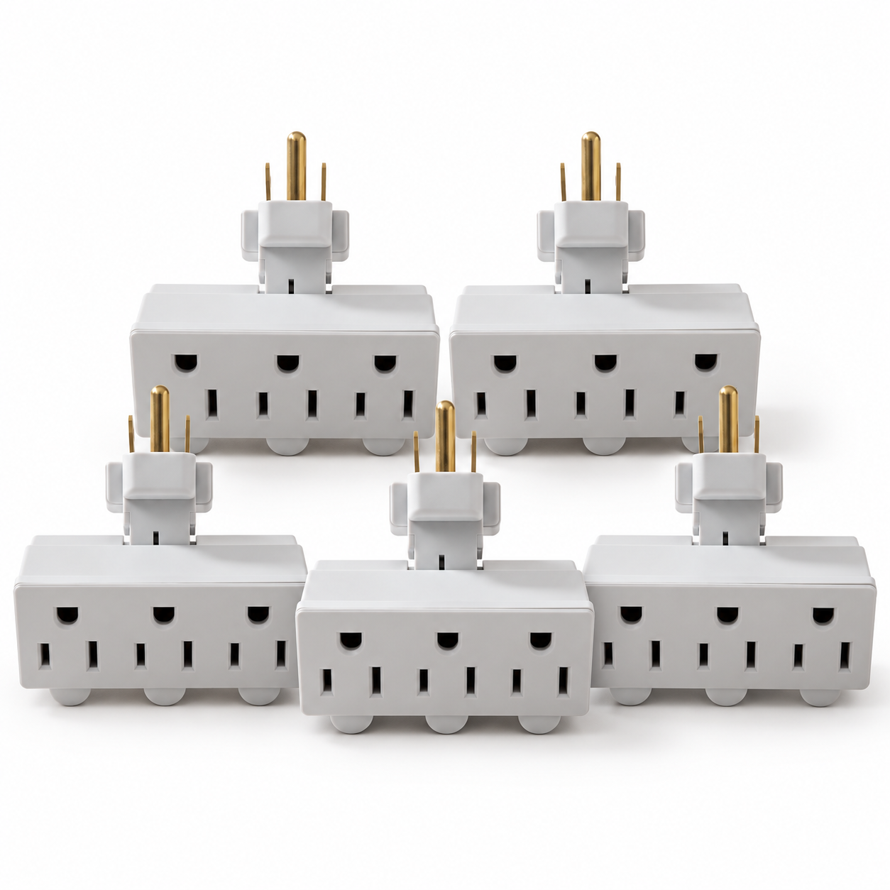 Xtricity Adaptateur triple à prises inclinables de haut en bas - Lot de 5 - Simple Boutique