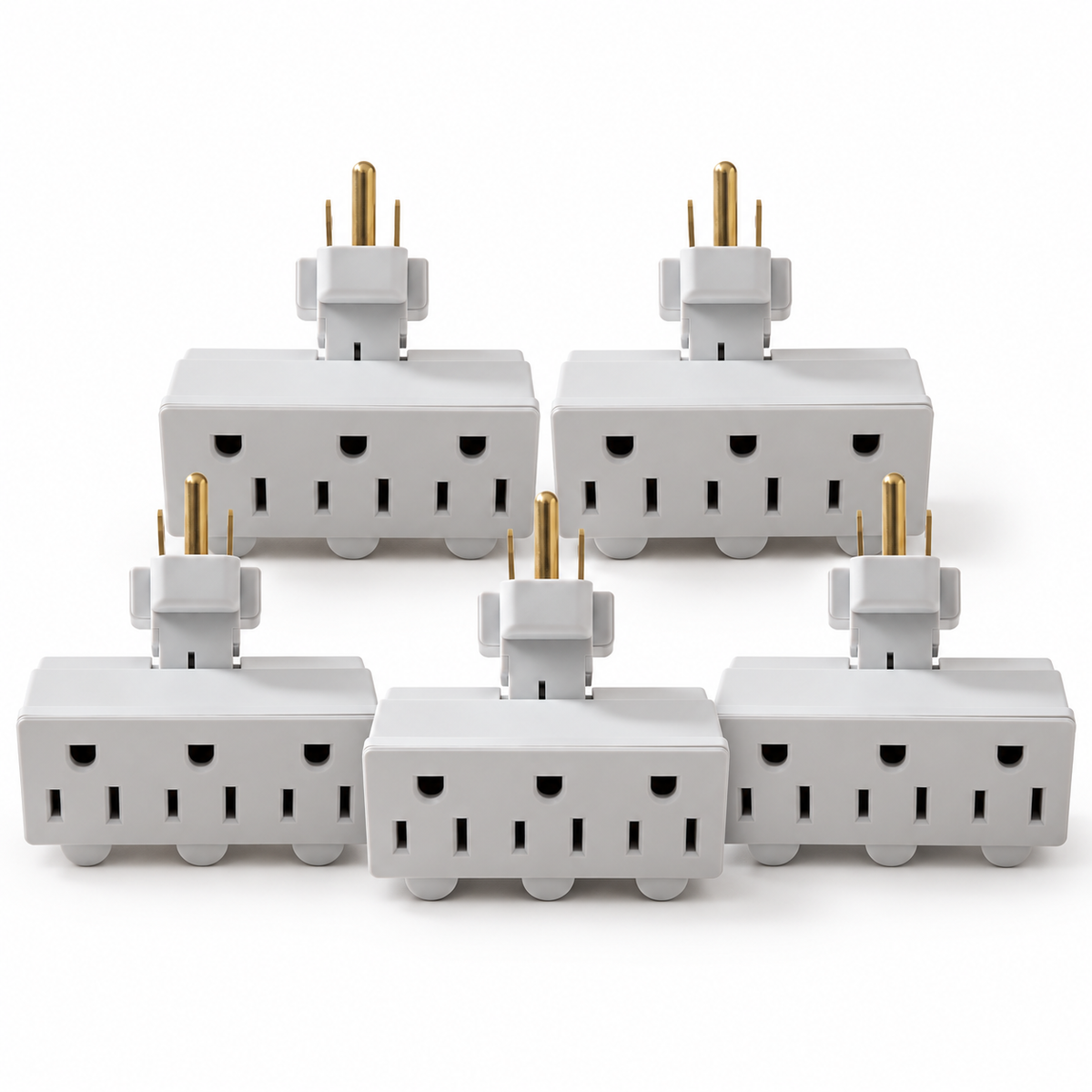 Xtricity Adaptateur triple à prises inclinables de haut en bas - Lot de 5 - Simple Boutique