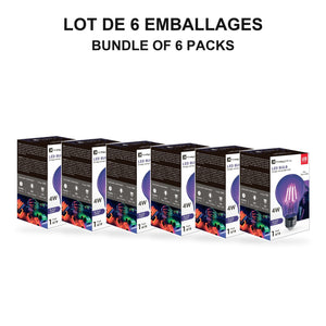Xtricity Ampoule DEL A19 - 4 W, lumière noire - Lot de 6 - emballage - Simple Boutique