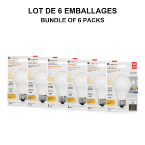 Xtricity Ampoule DEL A19 - 6W, blanc doux 3000K, non gradable, unité - Lot de 6 - emballage - Simple Boutique