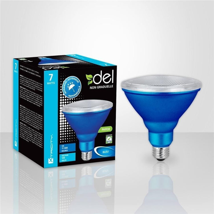 Xtricity Ampoule DEL PAR38/7W/120V/Bleu/Intérieur et Extérieur 1 Un. - Simple Boutique