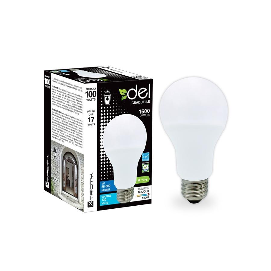 Xtricity Ampoule Intérieur/Extérieur DEL Type A/17W/120V/5000K/Lumière du Jour Grad.