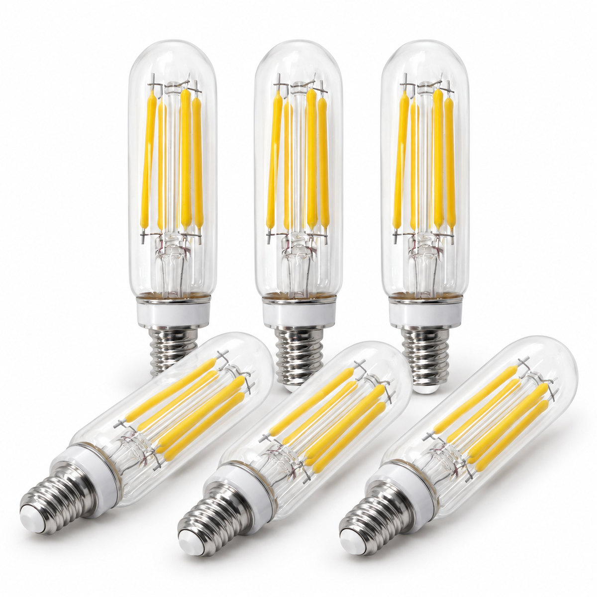 Xtricity Ampoule à filament DEL T6, 2 W Lumière du jour 5000 K, 200 lm, culot E12 candélabre allongé, intensité variable - Lot de 6 - Simple Boutique