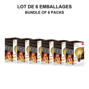 Xtricity Ampoule à filament DEL couleur A19, 4,5W jaune, intensité variable - Lot de 6 - emballage - Simple Boutique