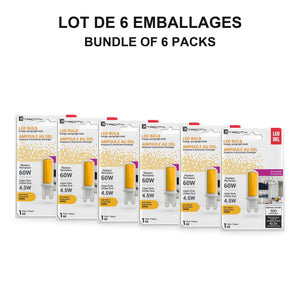 Xtricity Ampoule capsule DEL G9 - 4,5W, équiv. 60W, blanc doux 3000K, gradable - Lot de 6 - emballage - Simple Boutique