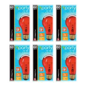 Xtricity Ampoule claire A19 festivité, 60W Rouge 1pk - Lot de 6 - Simple Boutique