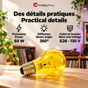 Xtricity Ampoule de fête A19 - 60W Jaune, Incandescente, Culot moyen E26, Simple - Lot de 6 - Simple Boutique